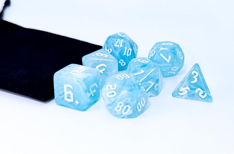 vvpesca Blue DND Dice Set of 7 – Polyhedral Dice Set for TTRPGs,Dungeons and Dragons,Role Playing Games and Other Table Games– D20 System Dice (Summer Blue) - Image 4